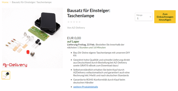 Bausatz Taschenlampe - AZ-Delivery