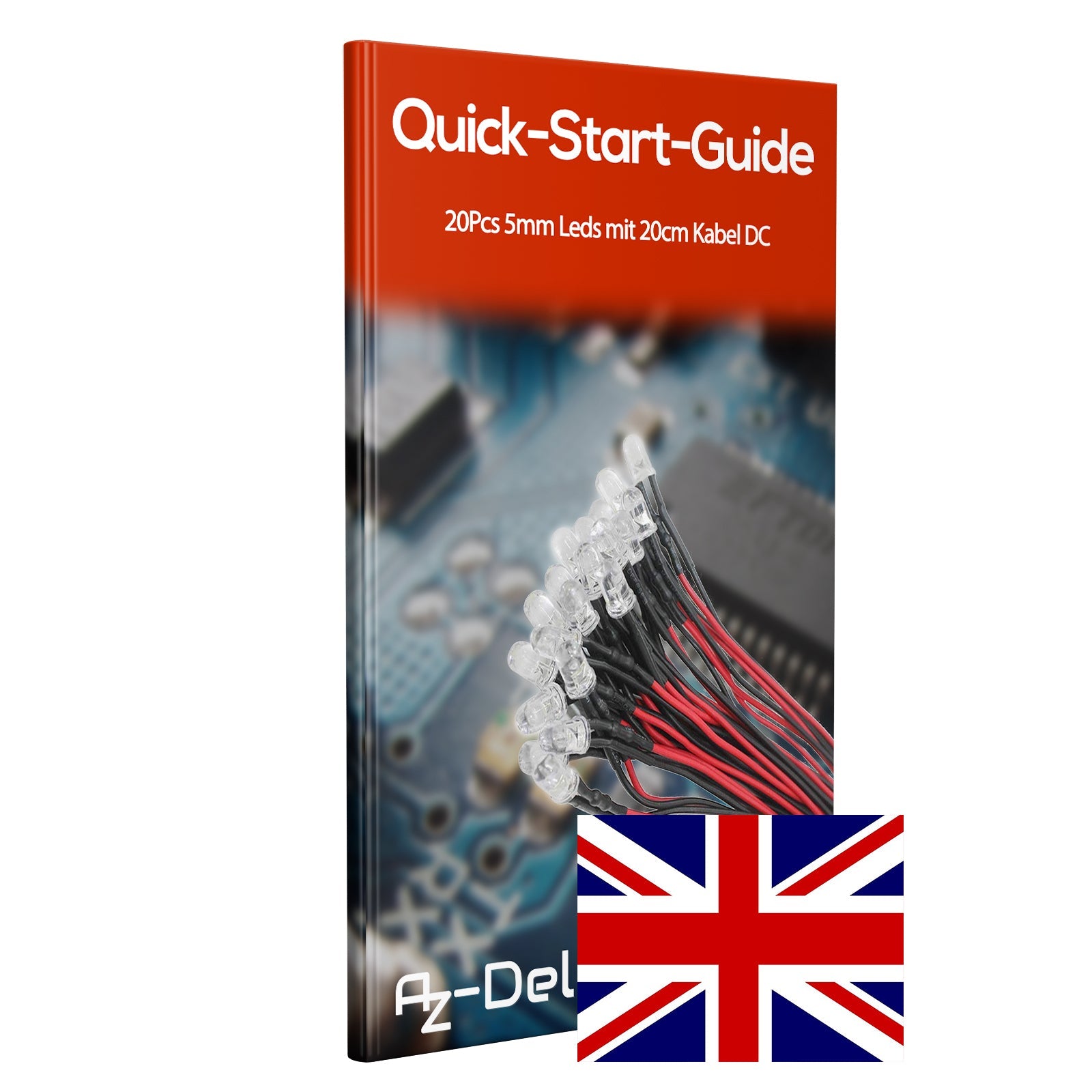 20 Stück 5mm LEDs mit 20cm Kabel DC 12V fertig verkabelt + 5mm LED Montageringe - AZ - Delivery