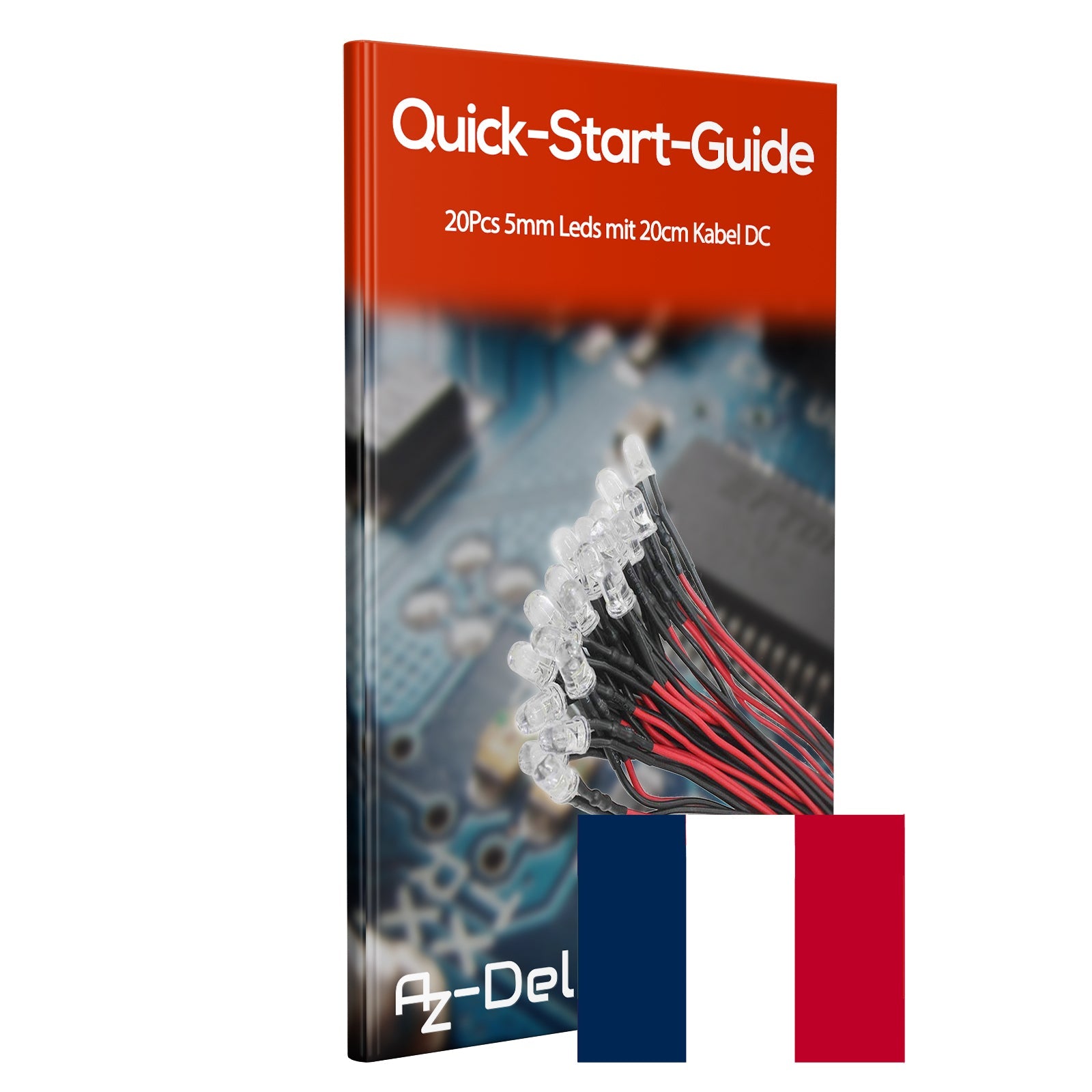 20 Stück 5mm LEDs mit 20cm Kabel DC 12V fertig verkabelt + 5mm LED Montageringe - AZ - Delivery