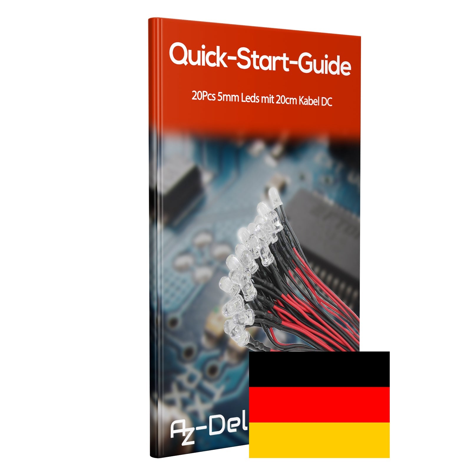20 Stück 5mm LEDs mit 20cm Kabel DC 12V fertig verkabelt + 5mm LED Montageringe - AZ - Delivery
