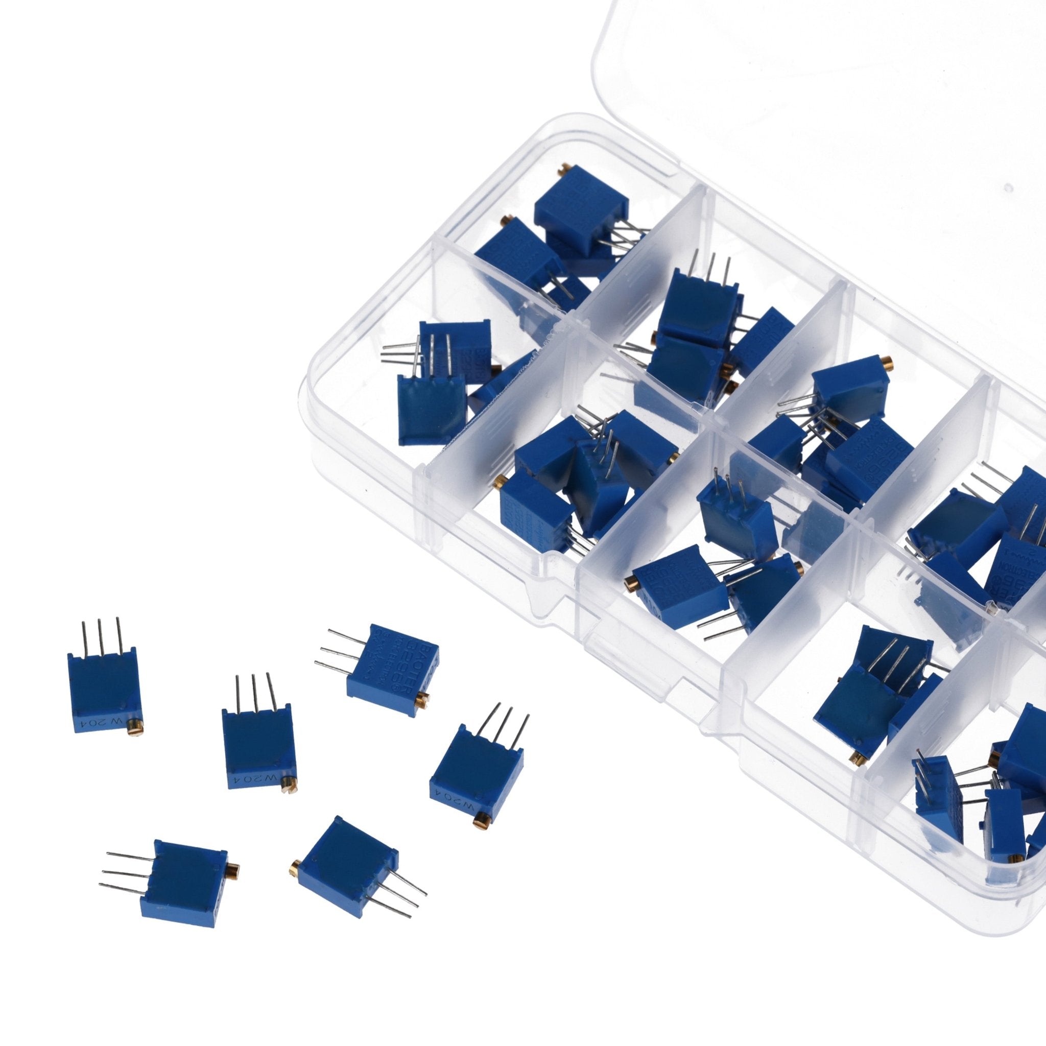 3296W Trimmer Potentiometer Set – 10 Werte, 60 Stück (500Ω bis 1MΩ) – Hochpräzise Lineare Potentiometer für Elektronikprojekte – Enthält 1K, 10K, 100K Ohm und mehr - AZ - Delivery
