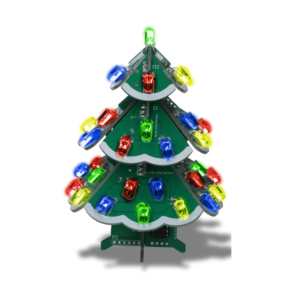 3D DIY Weihnachtsbaum Löt - Set: Bunte LED Elektronik Bausatz, 7 Farben, STEM PCB - Platine - AZ - Delivery