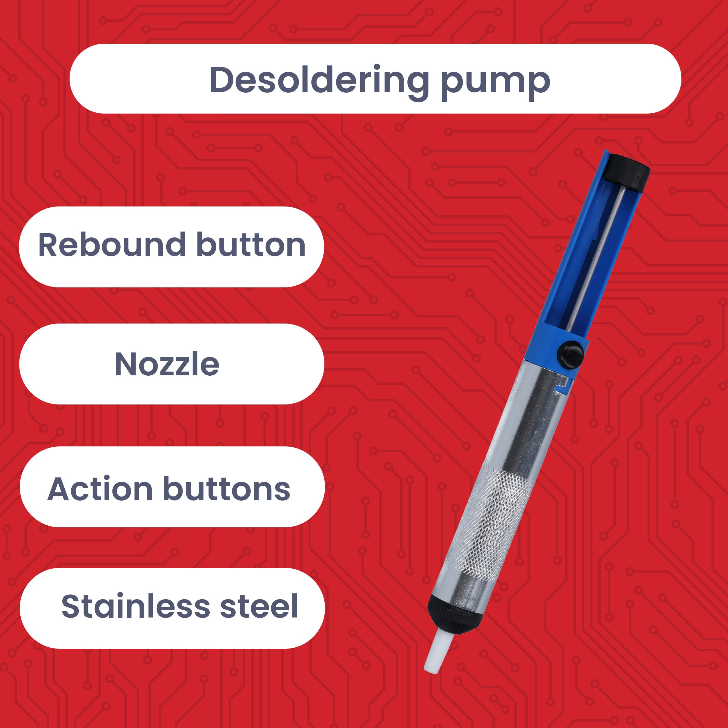 Entlötpumpe Lötpumpe Lötsauger Desoldering Pump – Lötzinn Entferner für Elektronik & Platinen – Manuelle Vakuum Entlötwerkzeug mit Hitzebeständiger Düse – Lötzubehör für Reparaturen & DIY