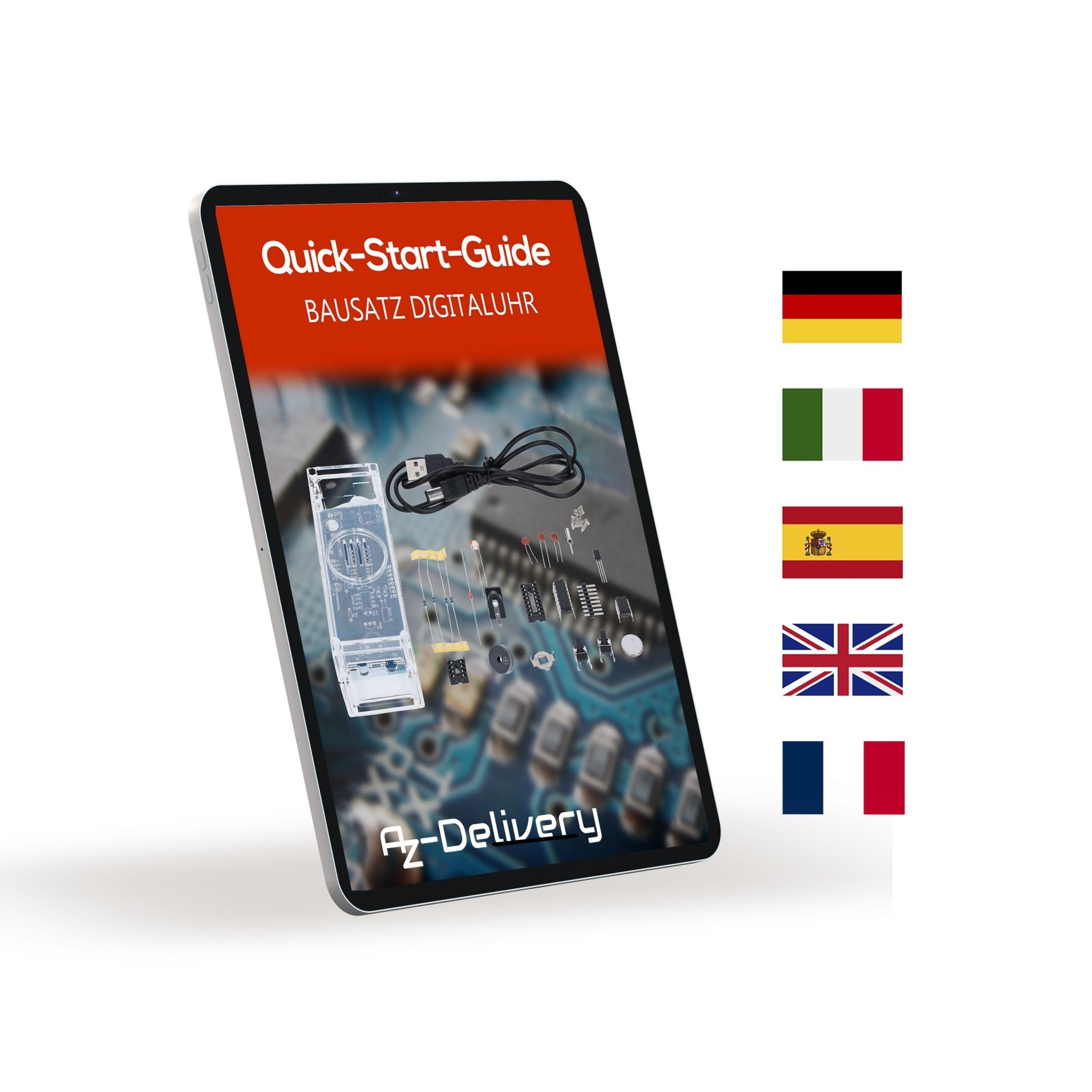 Digitaluhr Bausatz mit Acrylgehäuse – DIY Elektronik Uhr mit 4 - stelligem LED - Display – Arduino - kompatibles Löten für Anfänger – Bausatz zum Erlernen der Elektronik und Löten - AZ - Delivery