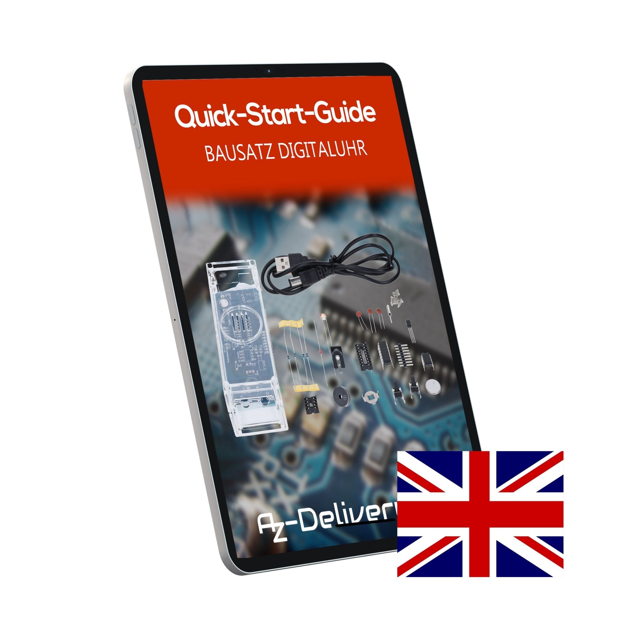 Digitaluhr Bausatz mit Acrylgehäuse – DIY Elektronik Uhr mit 4 - stelligem LED - Display – Arduino - kompatibles Löten für Anfänger – Bausatz zum Erlernen der Elektronik und Löten - AZ - Delivery