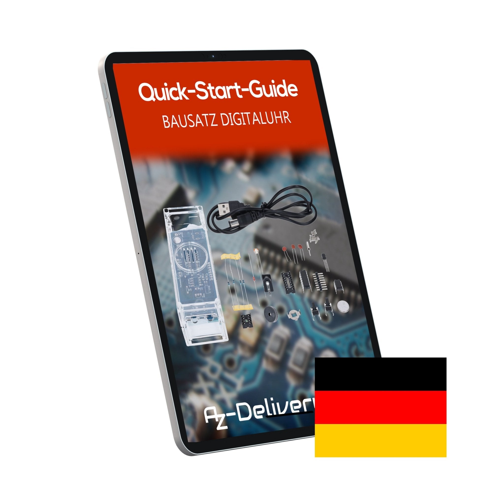 Digitaluhr Bausatz mit Acrylgehäuse – DIY Elektronik Uhr mit 4 - stelligem LED - Display – Arduino - kompatibles Löten für Anfänger – Bausatz zum Erlernen der Elektronik und Löten - AZ - Delivery