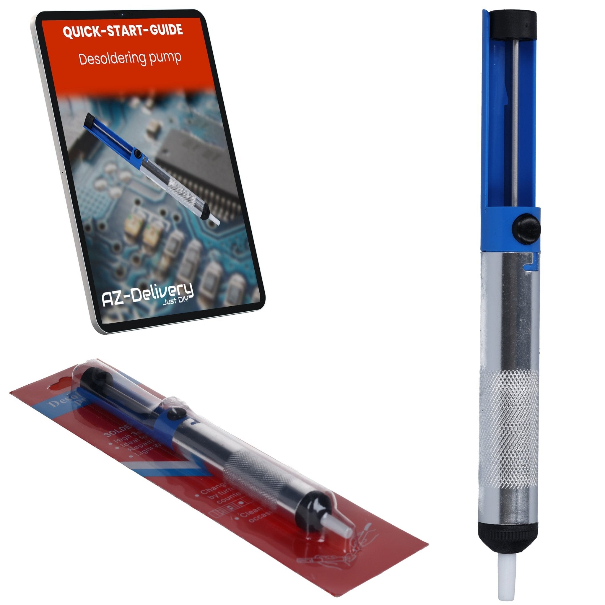 Entlötpumpe Lötpumpe Lötsauger Desoldering Pump – Lötzinn Entferner für Elektronik & Platinen – Manuelle Vakuum Entlötwerkzeug mit Hitzebeständiger Düse – Lötzubehör für Reparaturen & DIY - AZ - Delivery