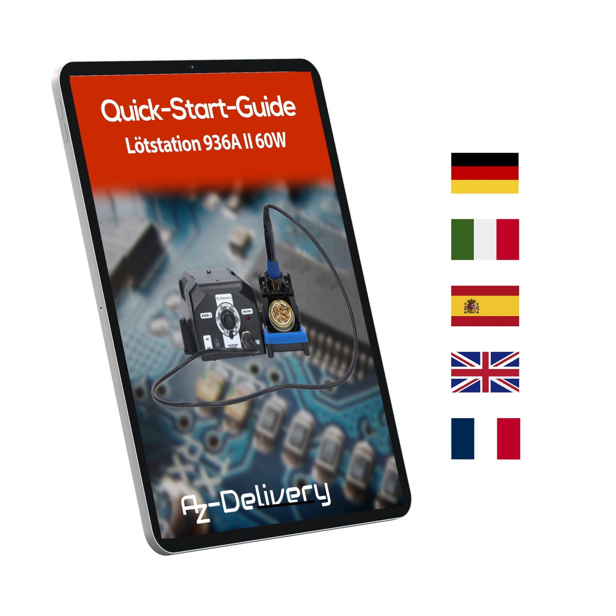 Lötstation 936A II Lötkolben - Kit, 115W, einstellbar 200°C - 480°C, inklusive steckbarem Lötkolbengriff, Lötständer, Lötspitzenreiniger & hitzebeständigem Reinigungsschwamm - AZ - Delivery