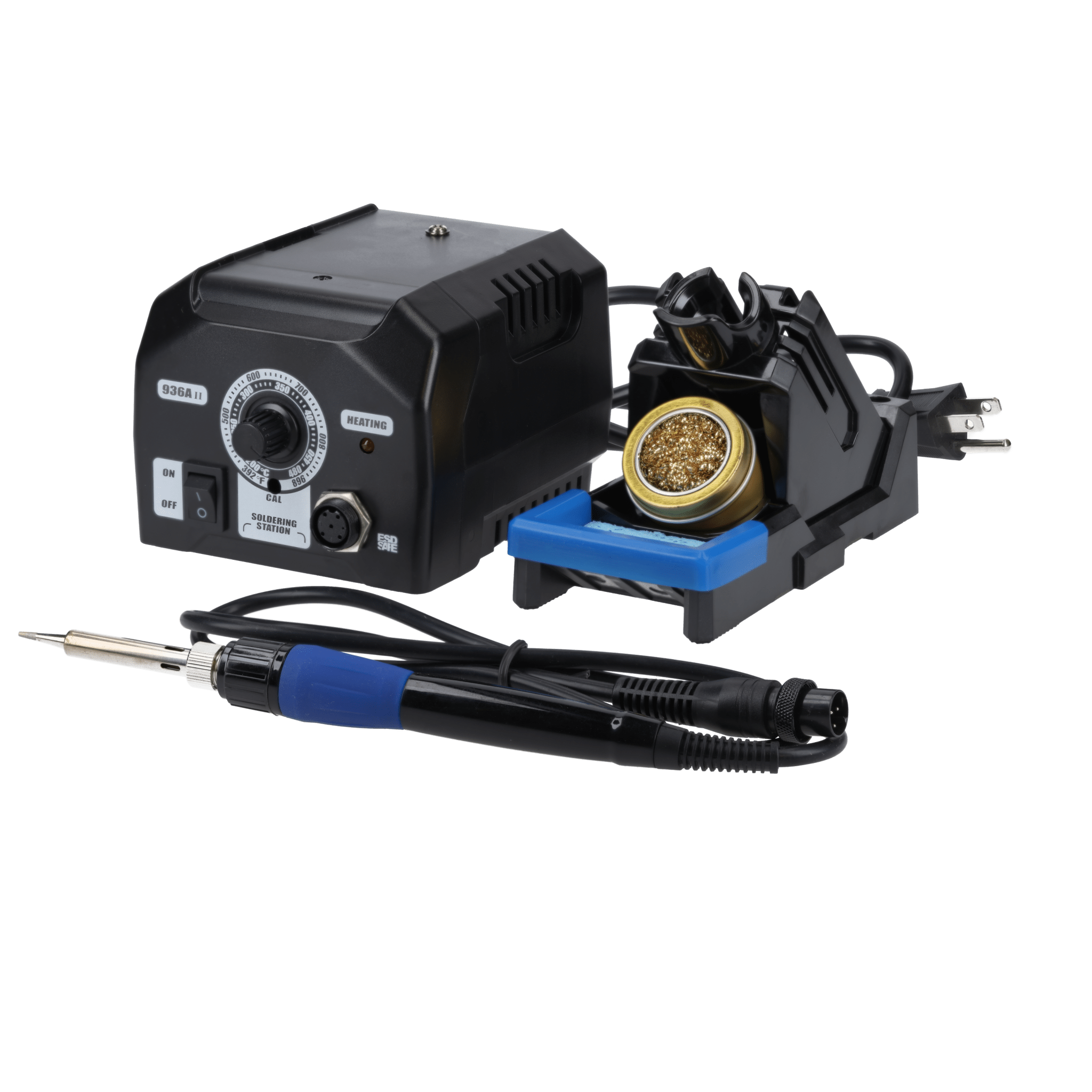 Lötstation 936A II Lötkolben - Kit, 115W, einstellbar 200°C - 480°C, inklusive steckbarem Lötkolbengriff, Lötständer, Lötspitzenreiniger & hitzebeständigem Reinigungsschwamm - AZ - Delivery