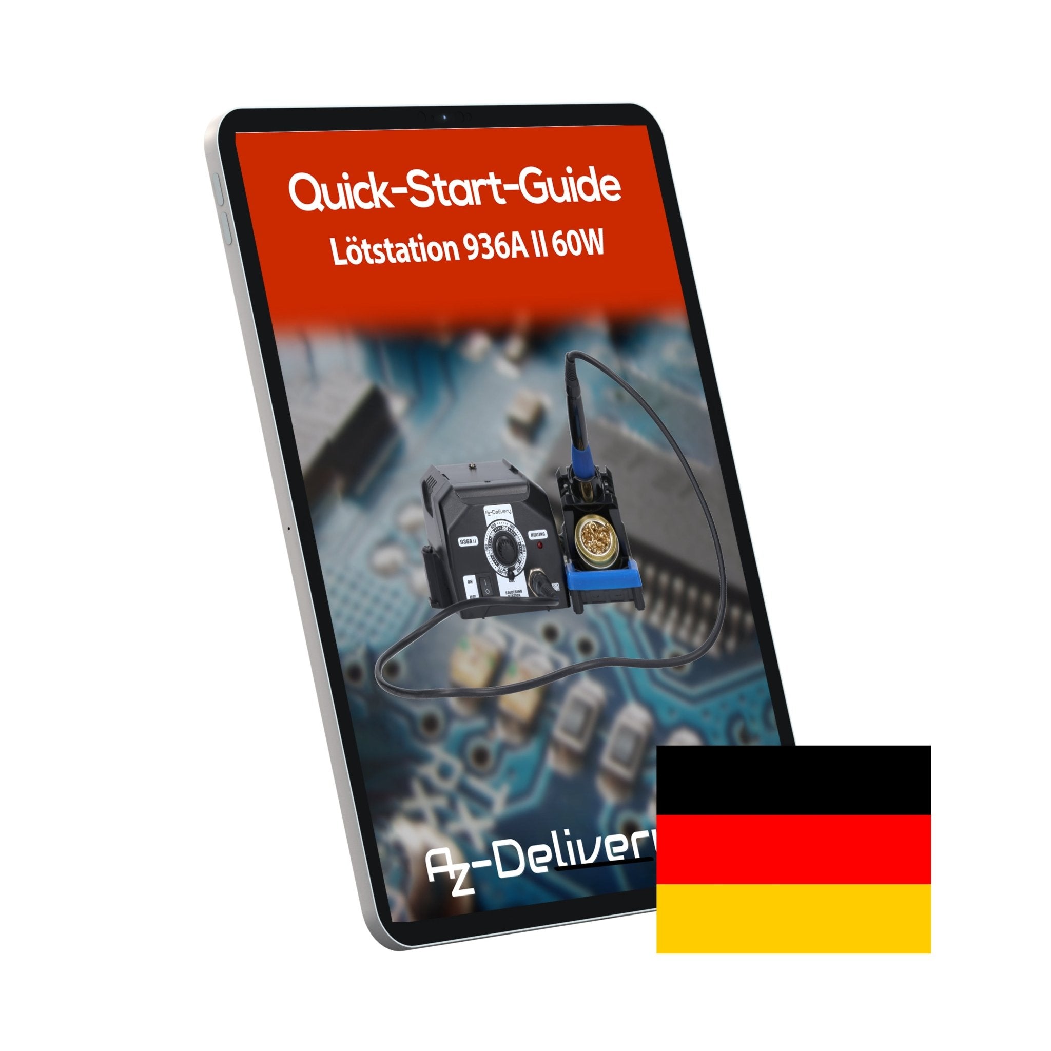 Lötstation 936A II Lötkolben - Kit, 115W, einstellbar 200°C - 480°C, inklusive steckbarem Lötkolbengriff, Lötständer, Lötspitzenreiniger & hitzebeständigem Reinigungsschwamm - AZ - Delivery