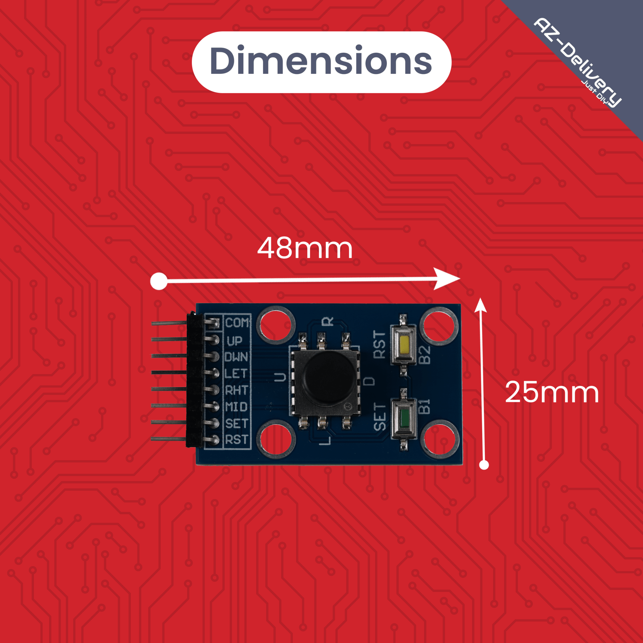 Projekt - /Menü - Navigations Modul mit Joystick und Tastern kompatibel mit Arduino und Raspberry Pi – Digitales Eingabemodul zur Menüsteuerung und Projekt - Navigation - AZ - Delivery