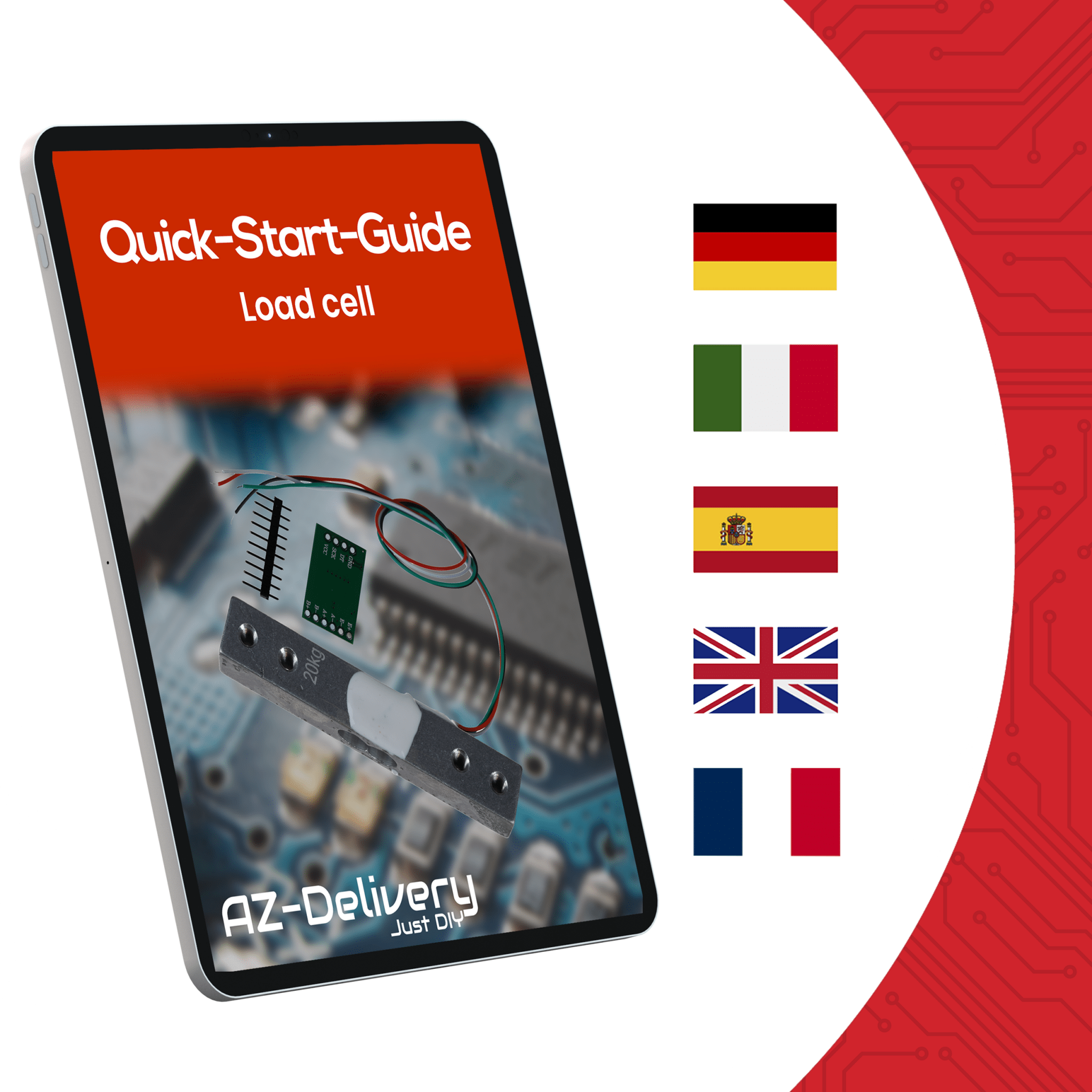 Wägezelle 20 kg mit HX711 Modul – Präzisionssensor zur Gewichtsmessung kompatibel mit Arduino & Raspberry Pi – Set inkl. Verstärker - ADC zur Kraftmessung - AZ - Delivery