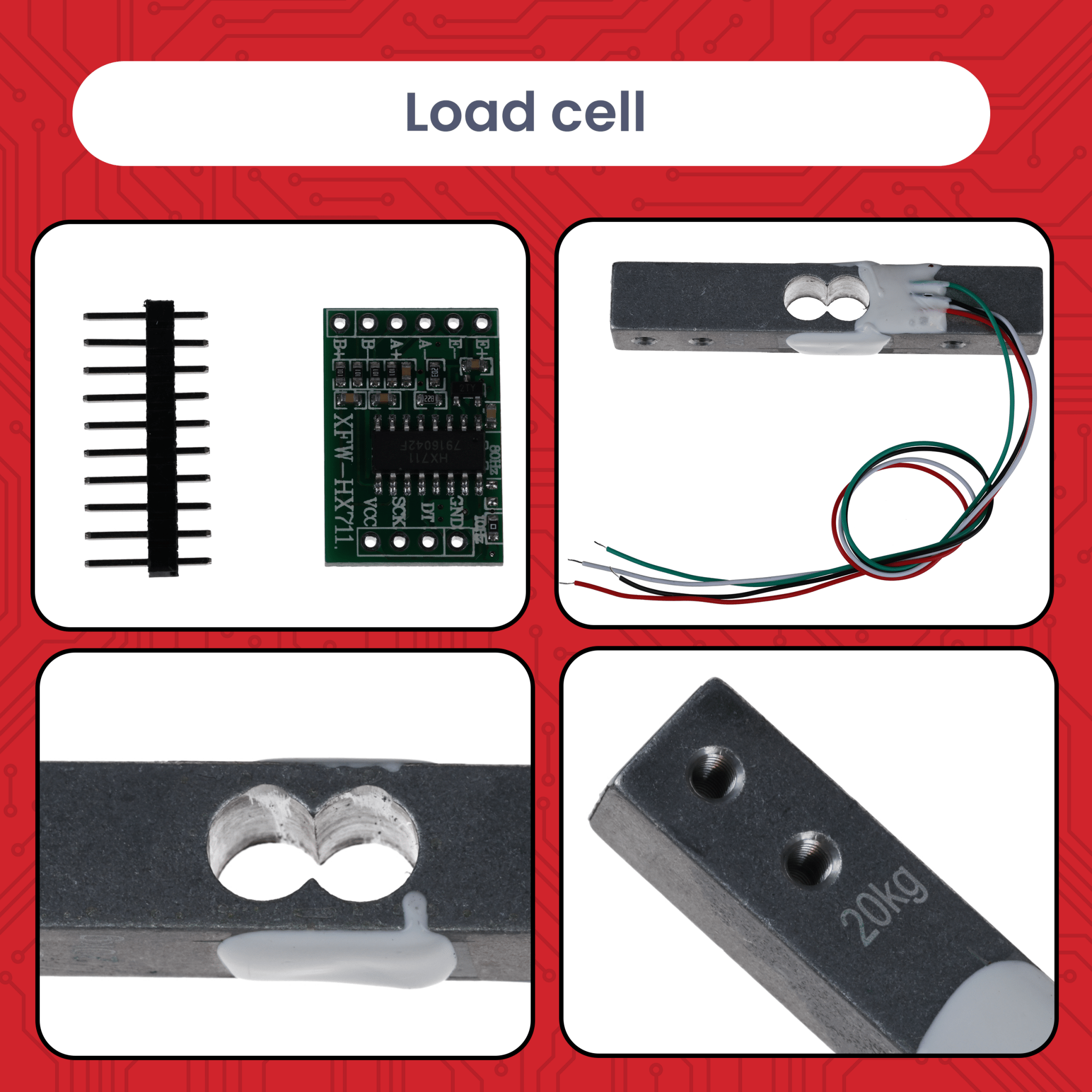 Wägezelle 20 kg mit HX711 Modul – Präzisionssensor zur Gewichtsmessung kompatibel mit Arduino & Raspberry Pi – Set inkl. Verstärker - ADC zur Kraftmessung - AZ - Delivery