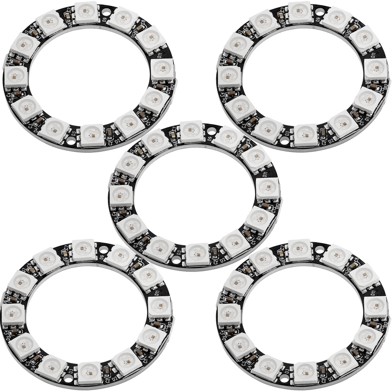 LED Ring 5V RGB WS2812B 12-Bit 37mm kompatibel mit Arduino