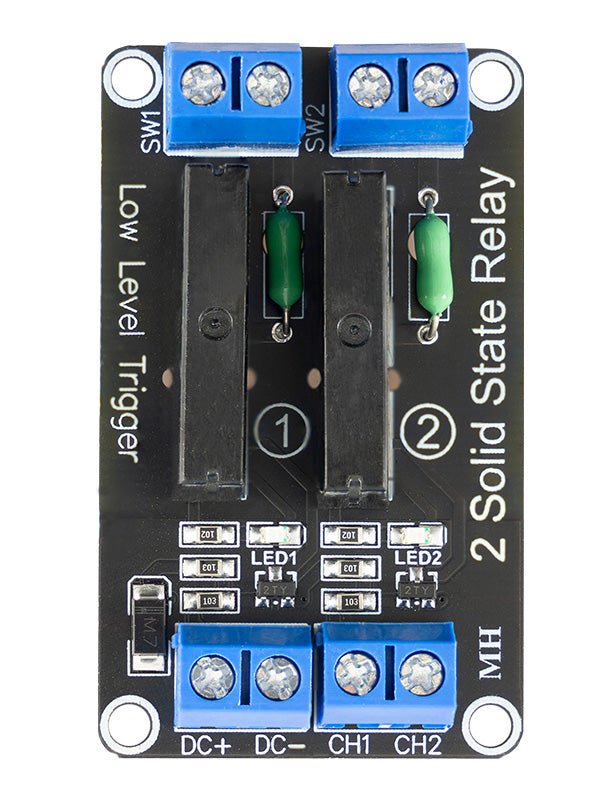 2 Kanaal Solid State Relais 5V DC Low Level Trigger Power Switch Compatibel met Arduino en Raspberry Pi