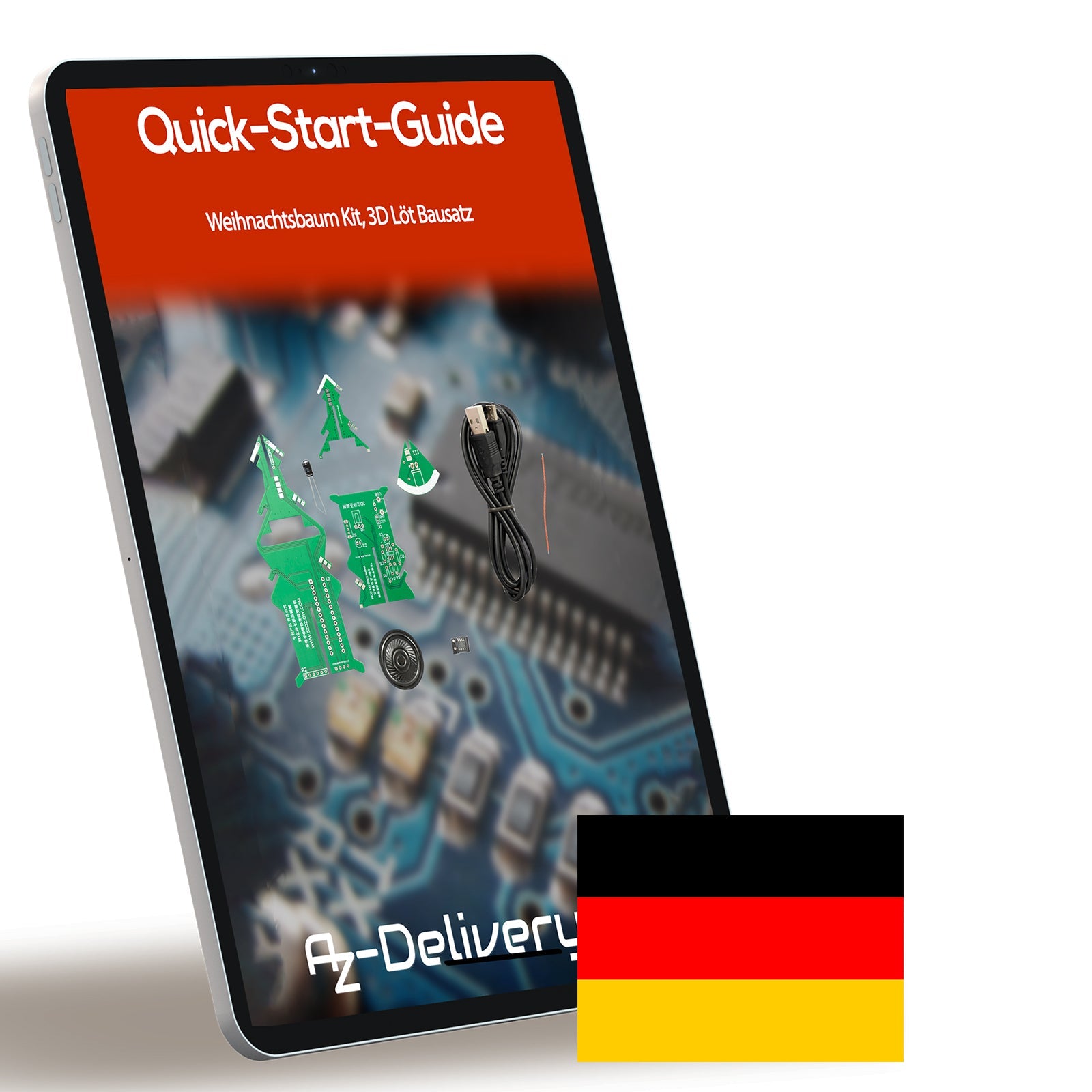 3D DIY Weihnachtsbaum Löt-Set: Bunte LED Elektronik Bausatz, 7 Farben, STEM PCB-Platine - AZ-Delivery