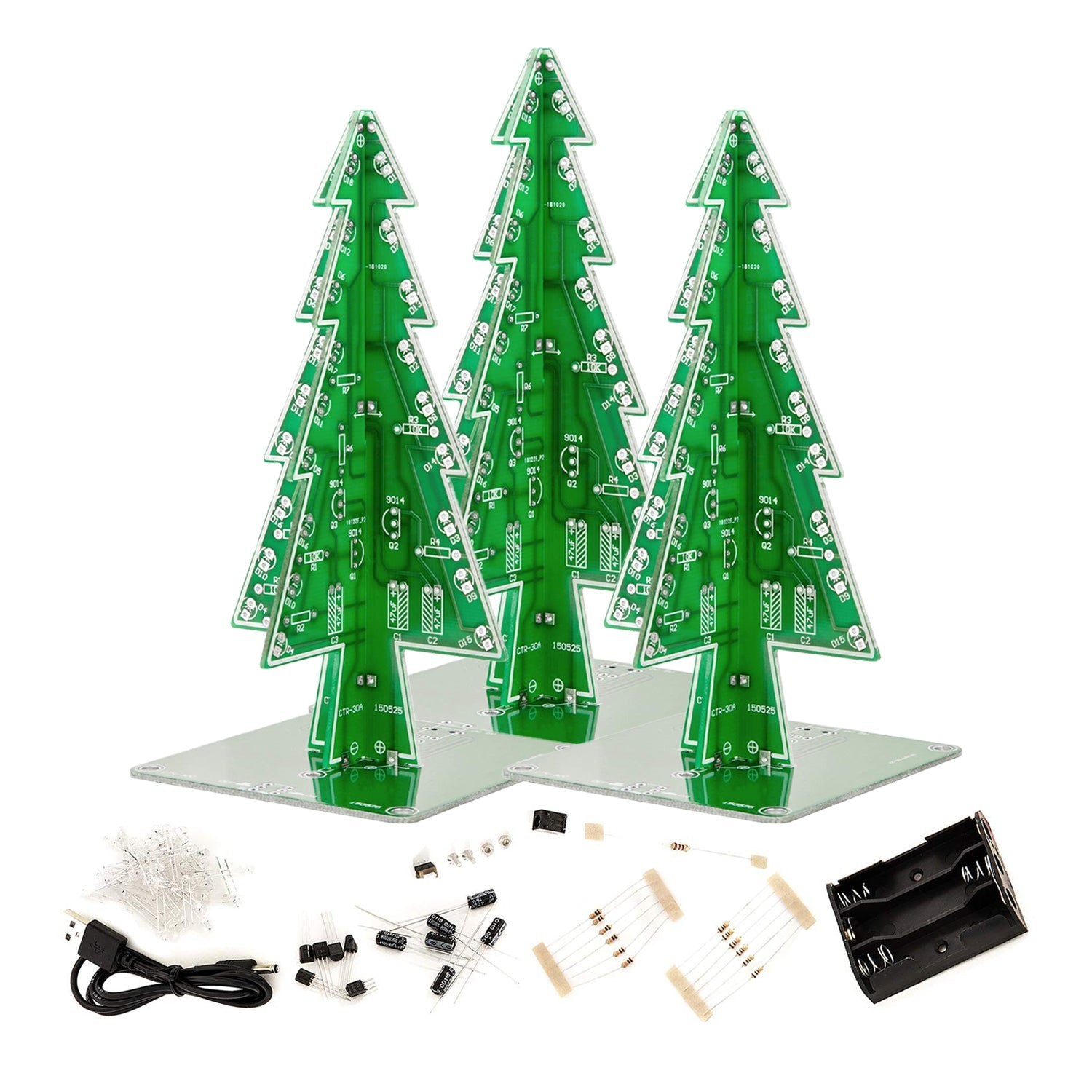DIY LED Weihnachtsbaum Kit zum Löten mit bunt blinkenden Lichtern - AZ-Delivery