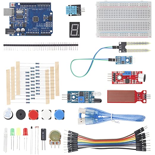 Electronics Basic Starter Kit with MCU, Breadboard, Sensor modules and  resistance set compatible with Arduino