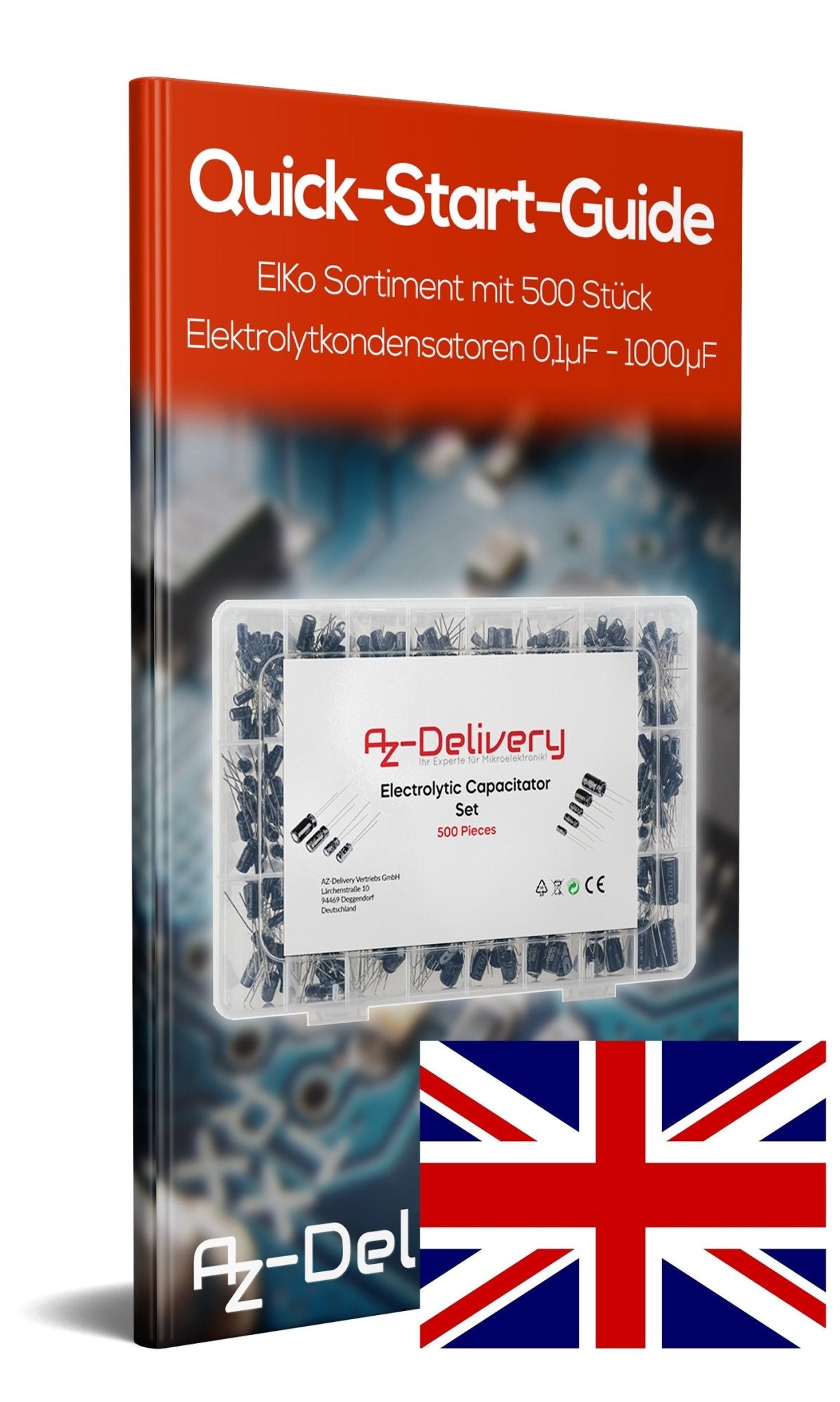 ElKo Sortiment Elektrolytkondensator Aluminium 24 Varianten, 500 Stück 0.1uF – 1000uF mit Aufbewahrungsbox - AZ-Delivery