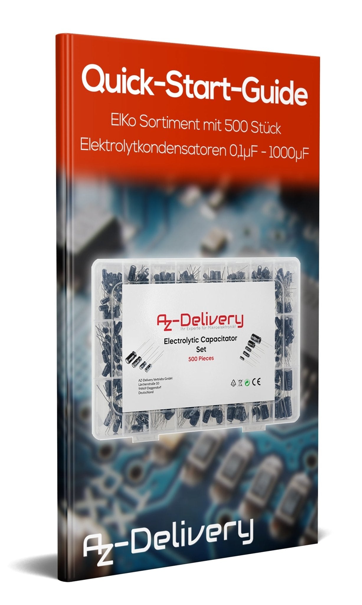 ElKo Sortiment Elektrolytkondensator Aluminium 24 Varianten, 500 Stück 0.1uF – 1000uF mit Aufbewahrungsbox - AZ-Delivery