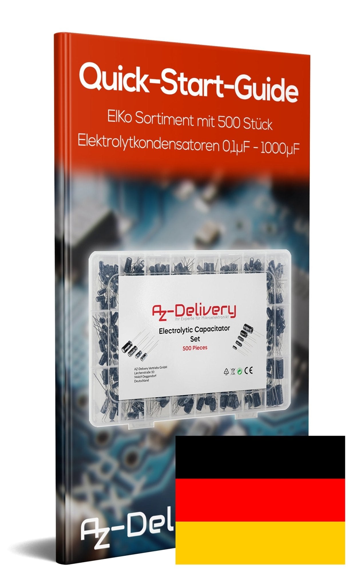 ElKo Sortiment Elektrolytkondensator Aluminium 24 Varianten, 500 Stück 0.1uF – 1000uF mit Aufbewahrungsbox - AZ-Delivery