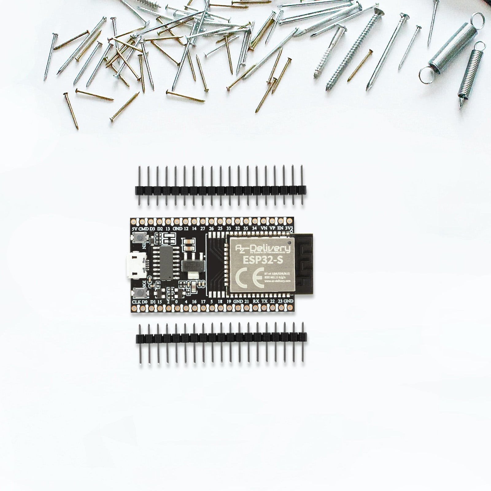 ESP32S Dev Kit C V4 NodeMCU WLAN Development Board unverlötet kompatibel mit Arduino (Nachfolger Modul von ESP32S Dev Kit C) - AZ-Delivery