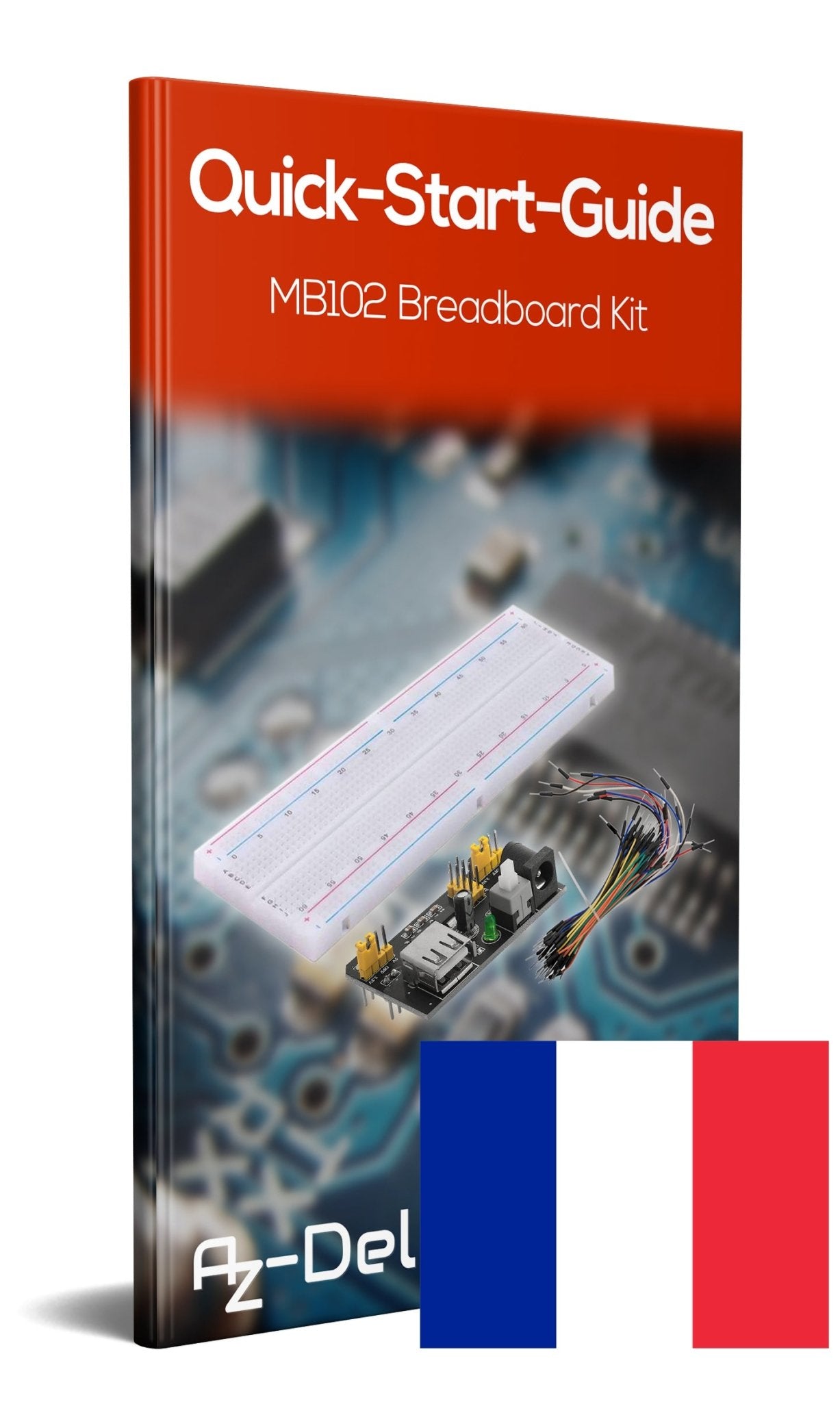 MB 102 Breadboard Kit - 830 Breadboard, Netzteil Adapter 3,3V 5V, 65Stk Steckbrücken - AZ-Delivery