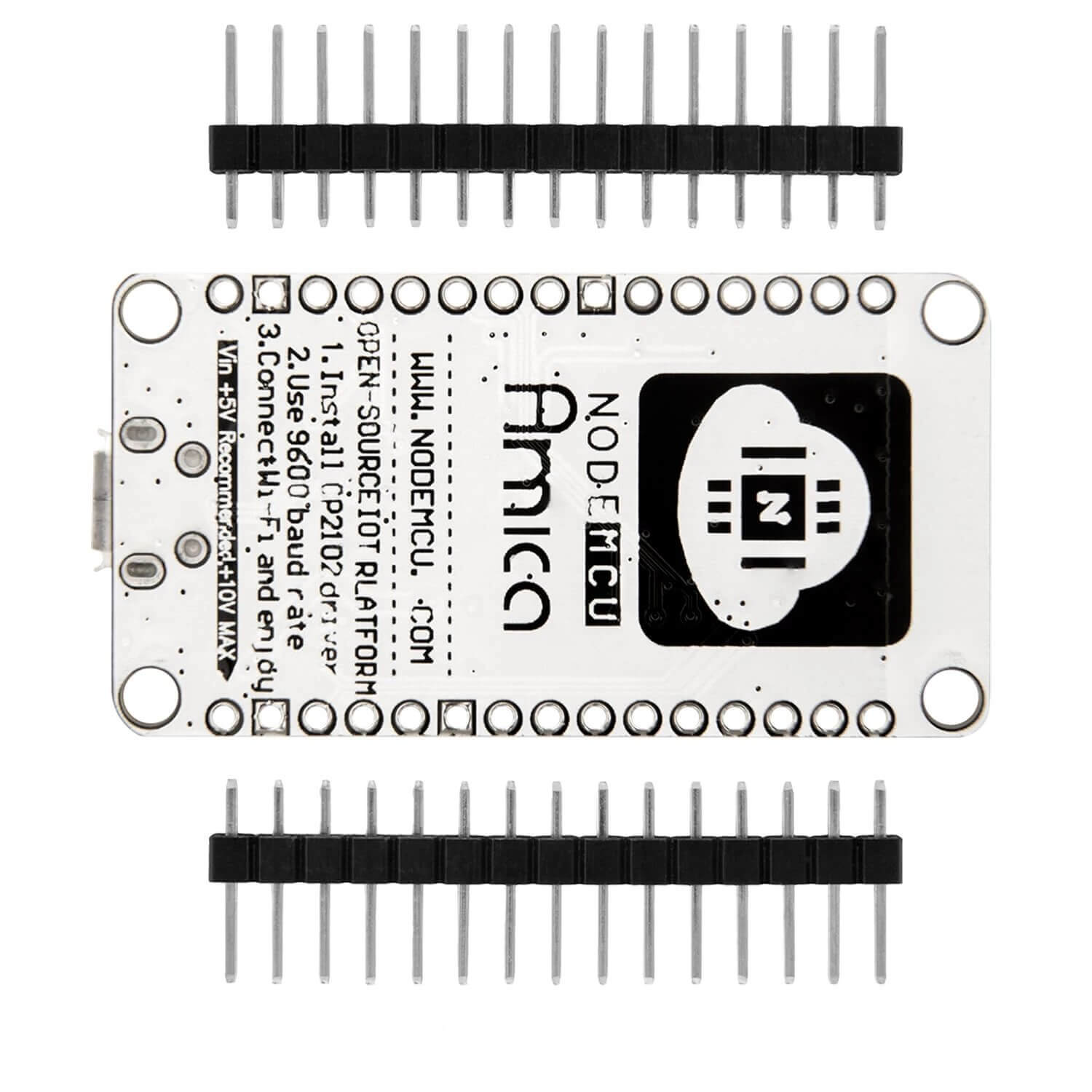 NodeMCU Lua Amica Modul V2 ESP8266 ESP-12F WIFI WLAN unverlötet mit CP2102 - AZ-Delivery