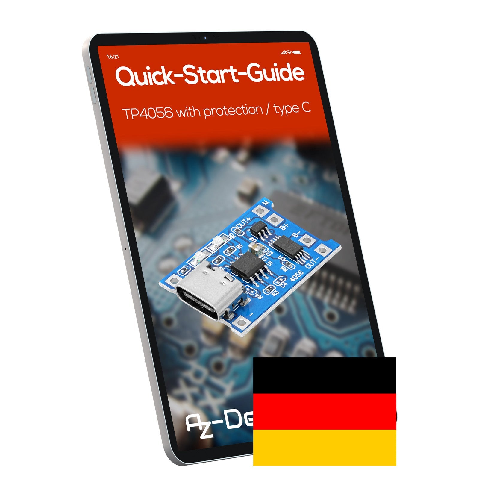 TP4056 Batterieladungsmodul - USB Typ C, Schutzschaltung, LED-Anzeigen - Unentbehrlich für Ihre Li-Ion oder LiPo Einzelzellenbatterien - AZ-Delivery