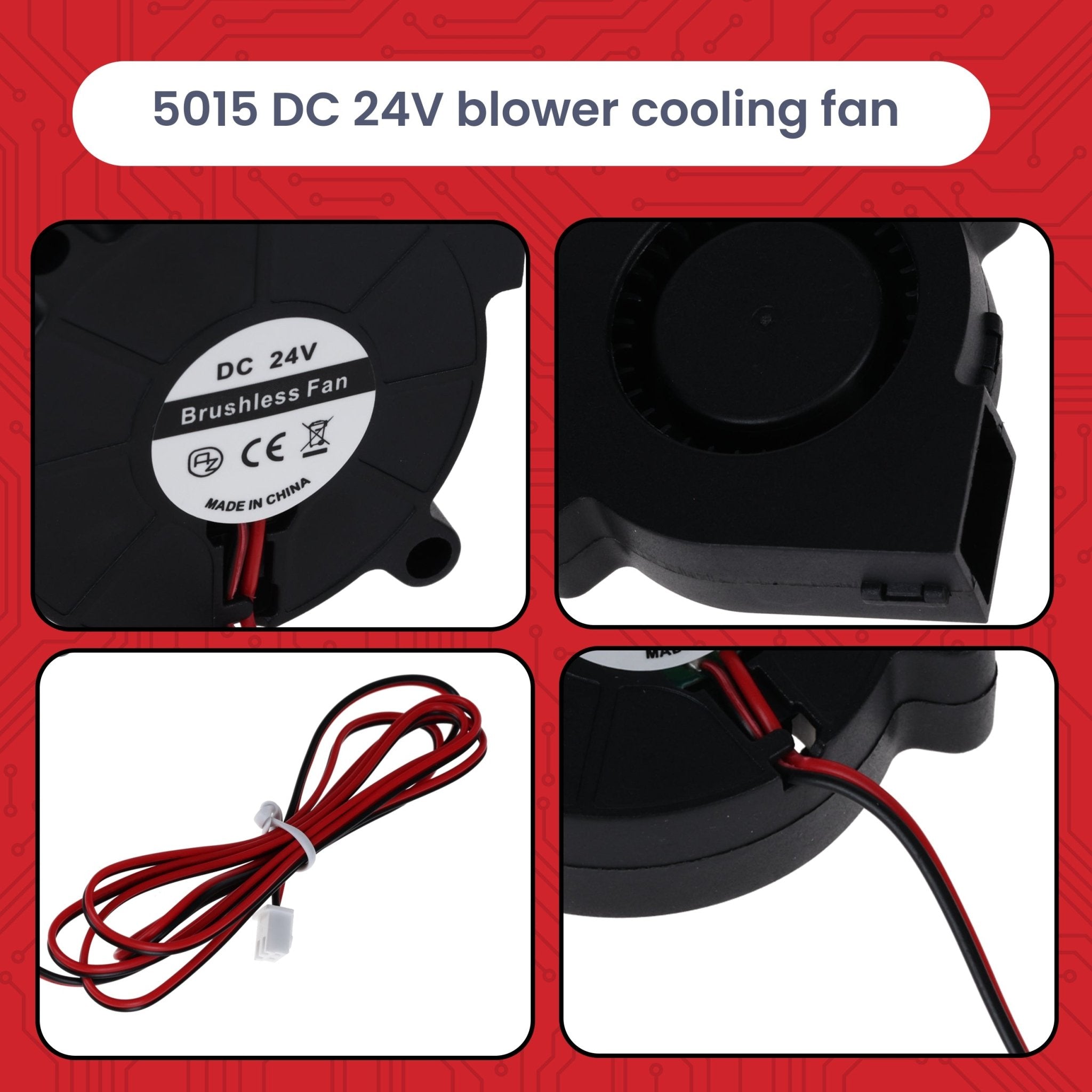 5015 DC 24V Lüfter Radiallüfter – 50 x 50 x 15 mm Brushless Mini - Gebläse für Elektronik - Kühlung, 3D - Drucker, Haushaltsgeräte – Leise & Effizient, 2 - Pin Anschluss – inkl. E - Book - AZ - Delivery