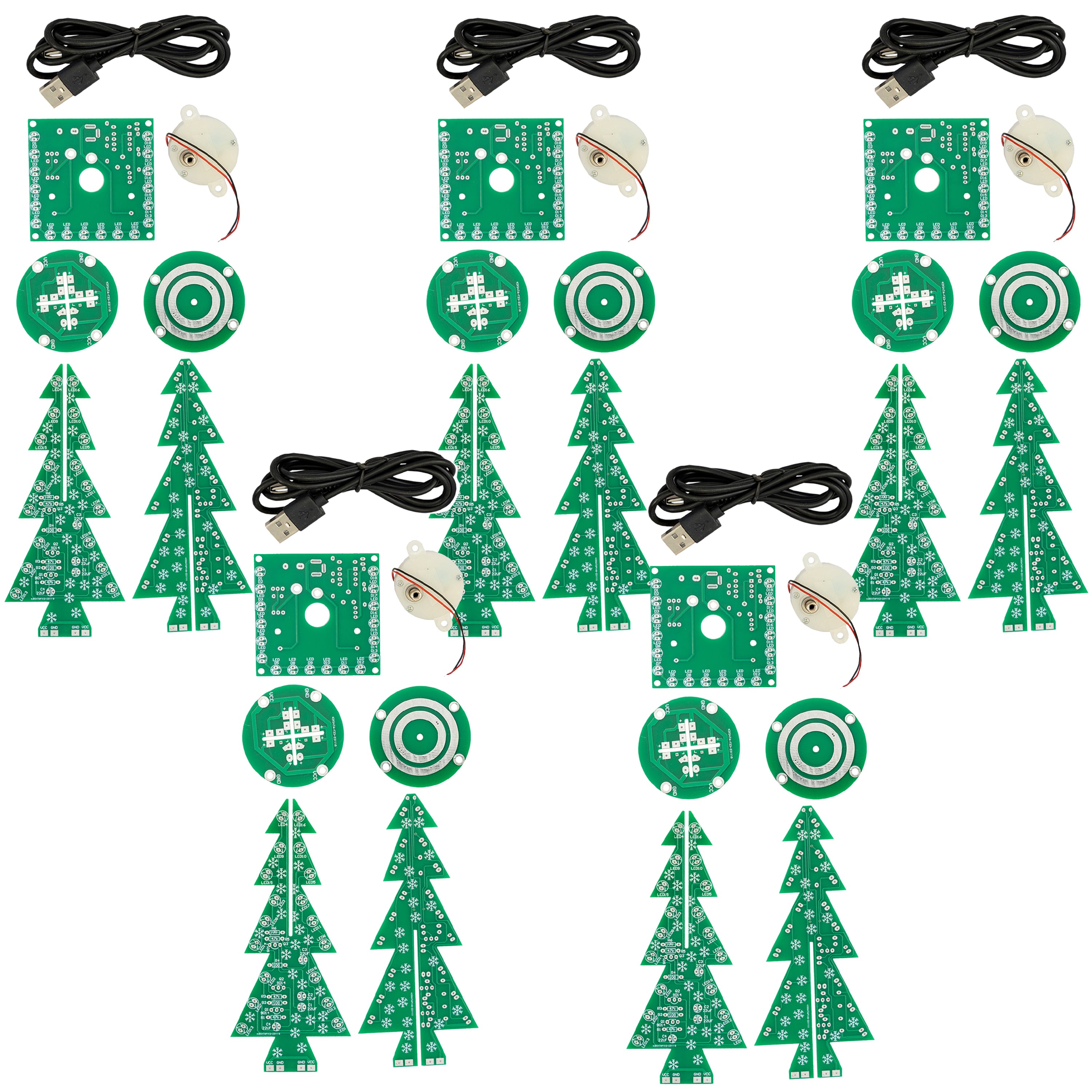 DIY LED Weihnachtsbaum Kit: Weihnachtsbaum Elektronik Bausatz zum Löten - Lötbausatz für einen drehenden Weihnachtsbaum mit LEDs und USB-Anschluss