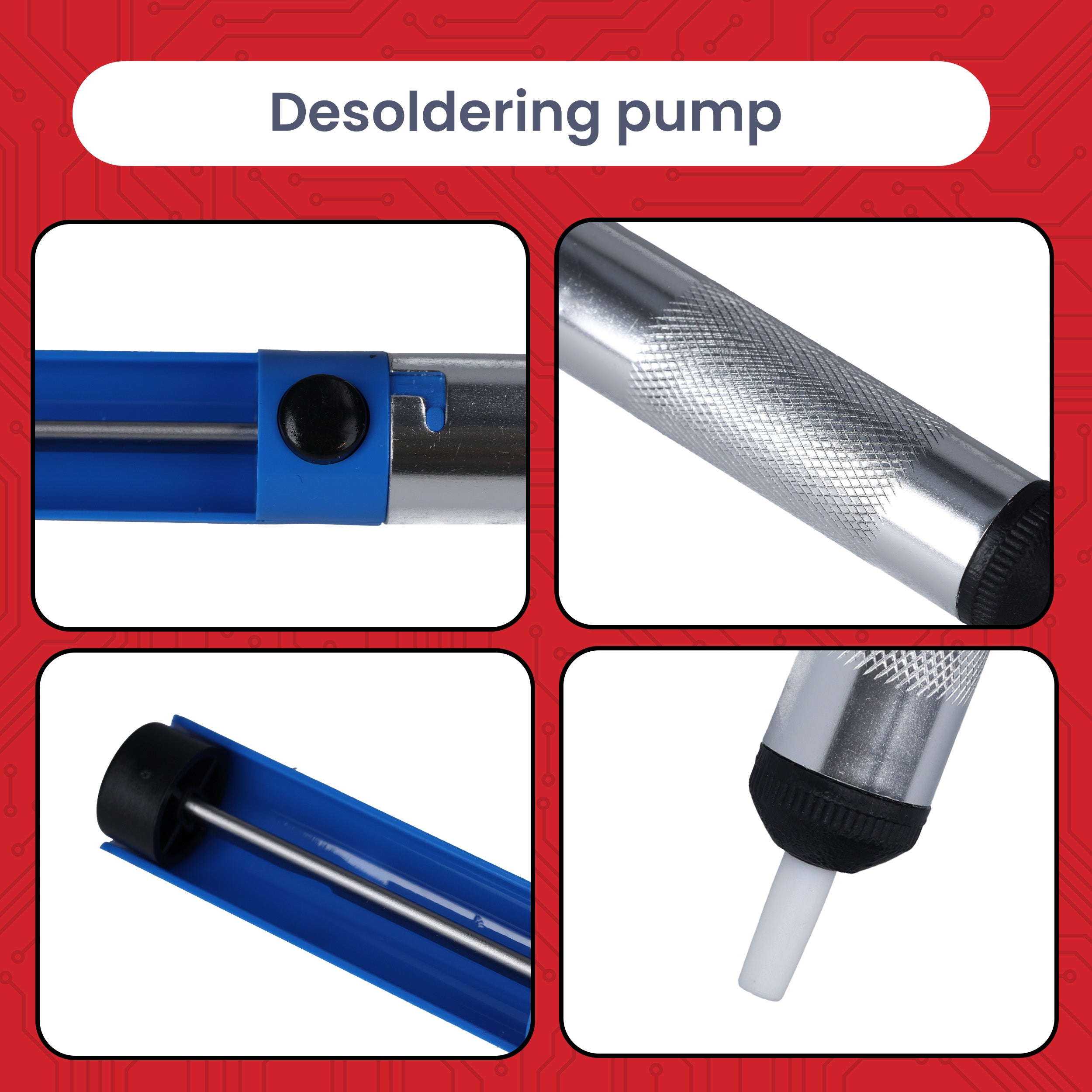 Entlötpumpe Lötpumpe Lötsauger Desoldering Pump – Lötzinn Entferner für Elektronik & Platinen – Manuelle Vakuum Entlötwerkzeug mit Hitzebeständiger Düse – Lötzubehör für Reparaturen & DIY
