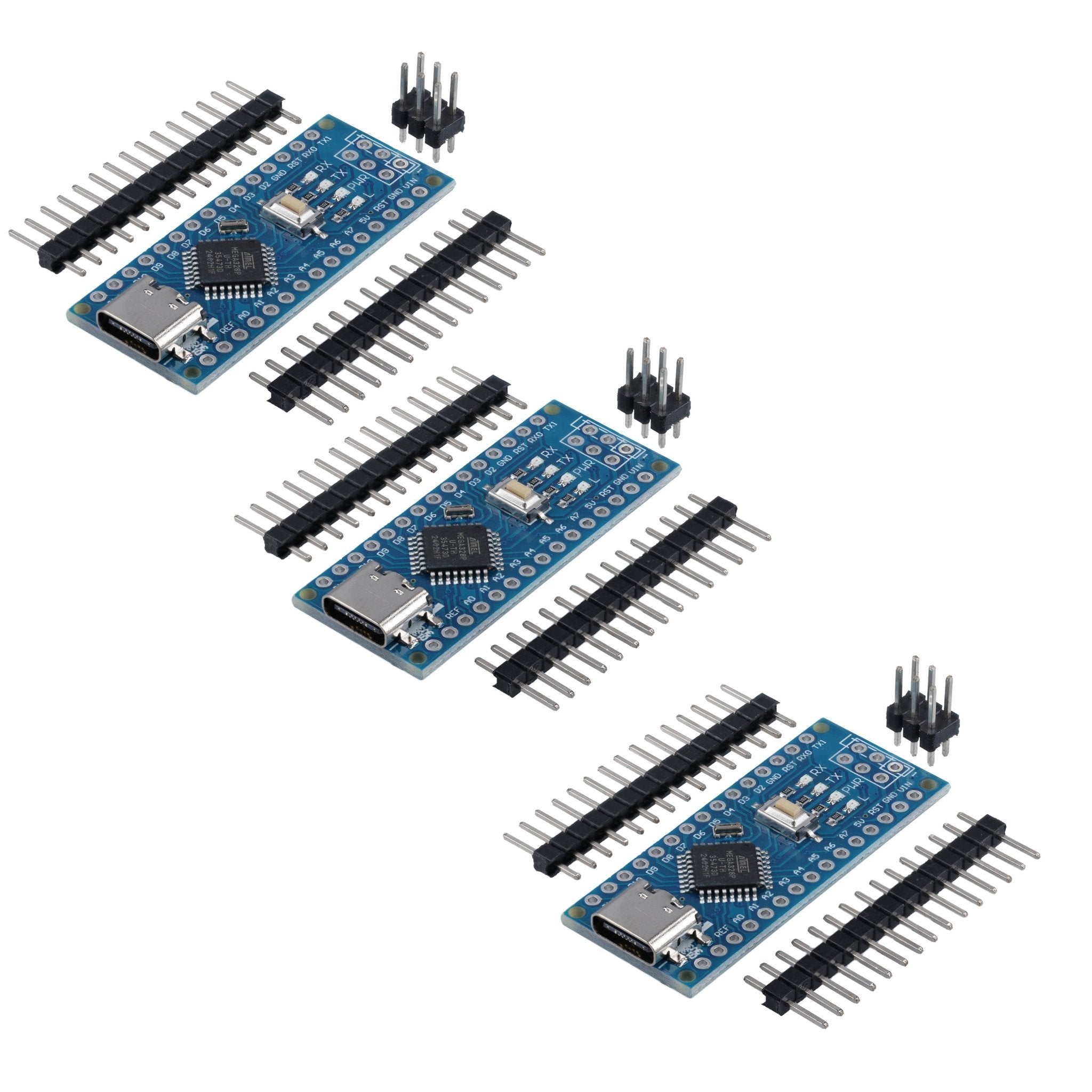 Arduino Nano V3.0 Board 3-Pack - ATmega328P Microcontroller With USB Cable For DIY Projects