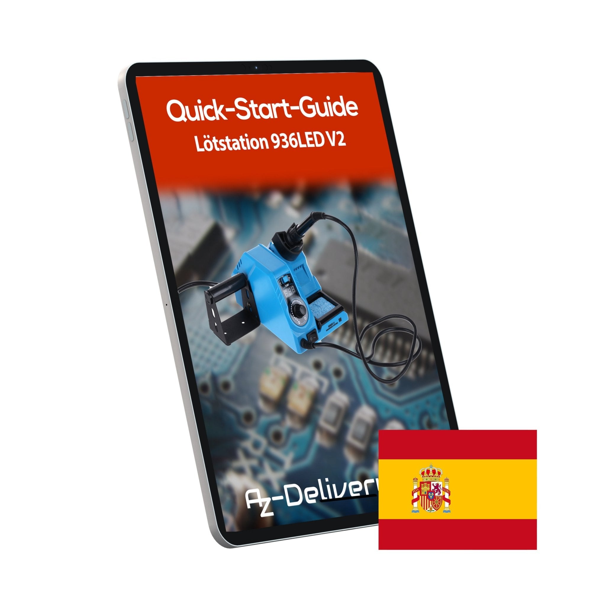 Lötstation 926LED V3 Lötkolben - Kit, 130W, einstellbar 200°C bis 480°C, inklusive steckbarem Lötkolbengriff, Lötständer, Lötspitzenreiniger & hitzebeständigem Reinigungsschwamm - AZ - Delivery