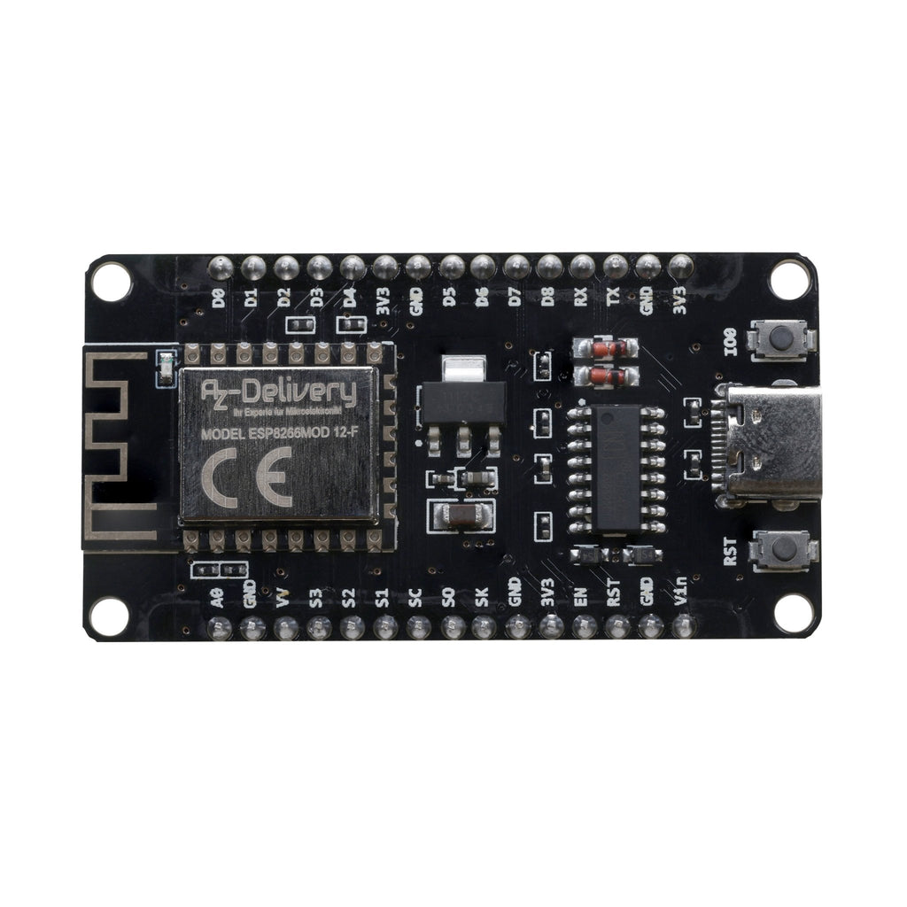 AZDelivery NodeMCU Lolin V3 ESP8266 ESP-12F – WiFi-module Met USB-C – 3 Stuks – Compatibel Met Arduino – Incl. E-book