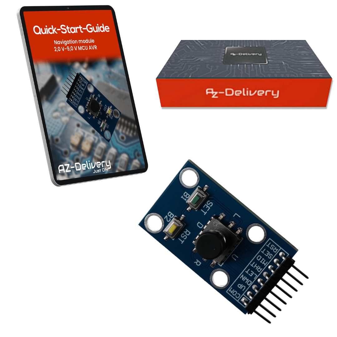 Projekt - /Menü - Navigations Modul mit Joystick und Tastern kompatibel mit Arduino und Raspberry Pi – Digitales Eingabemodul zur Menüsteuerung und Projekt - Navigation - AZ - Delivery