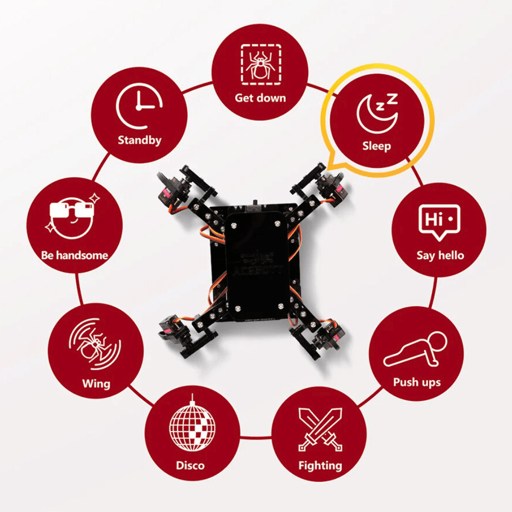 Quadruped Bionic Spider Robot Kit mit ESP8266 - Controller - Board | Unterstützt Arduino und ACECode Programmierung - AZ - Delivery