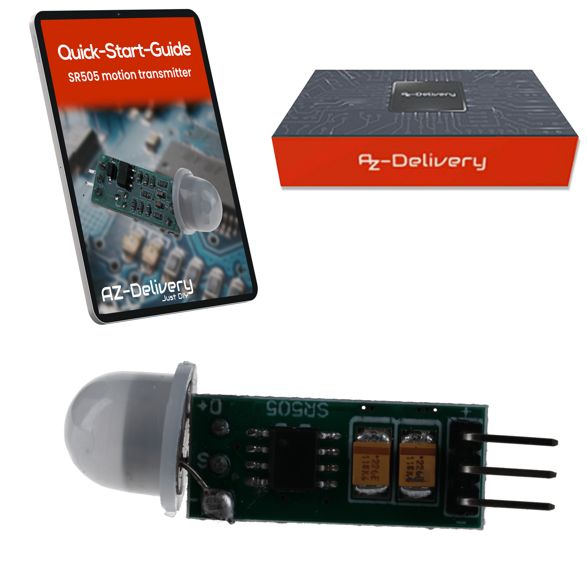 SR505 Mini PIR Bewegungssensor 4,5–20V – Infrarot IR Sensor Modul für Arduino, 100° Erfassung, 4m Reichweite, kompakter Bewegungsmelder, HC - SR501 Alternative - AZ - Delivery