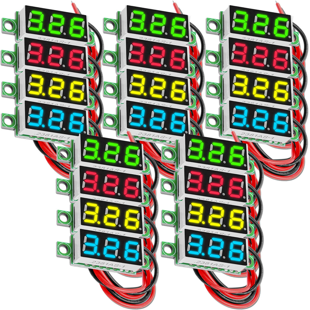 10x Mini Voltmeter 0,28 Zoll Rot – 2-Draht Spannungsmesser LED 3-stellig DC