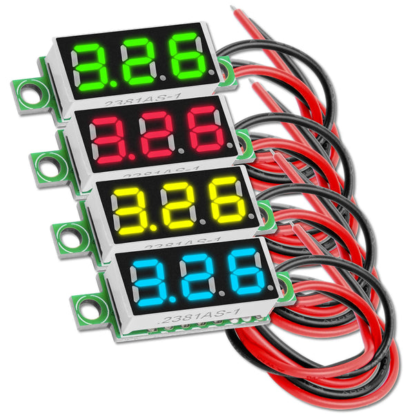 GTIWUNG 6 stuks mini digitale voltmeter, DC 0,28 inch driedraads spanningszoeker, DC 0-100 V mini digitale voltmeter meetinstrument tester led-display ompolingsbeveiliging en nauwkeurige drukmeting