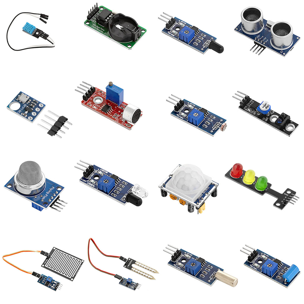 Arduino Compatible Sensor Modules 16 in 1 kit accessory set with sensors and modules compatible with ...