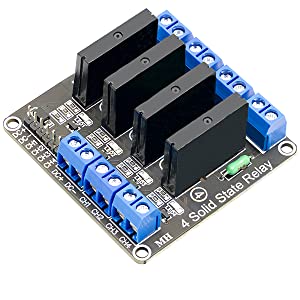Relé de estado sólido de 4 canales Interruptor de potencia de disparo de bajo nivel de 5 V CC compatible con Arduino y Raspberry Pi