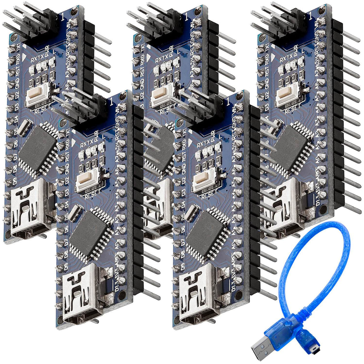 AZDelivery 5 X AZ-Nano V3 Board – Met USB-C, Atmega328P CH340, Voorgeprogrammeerd, Incl. E-book, Ideaal Voor Prototyping En Arduino-projecten