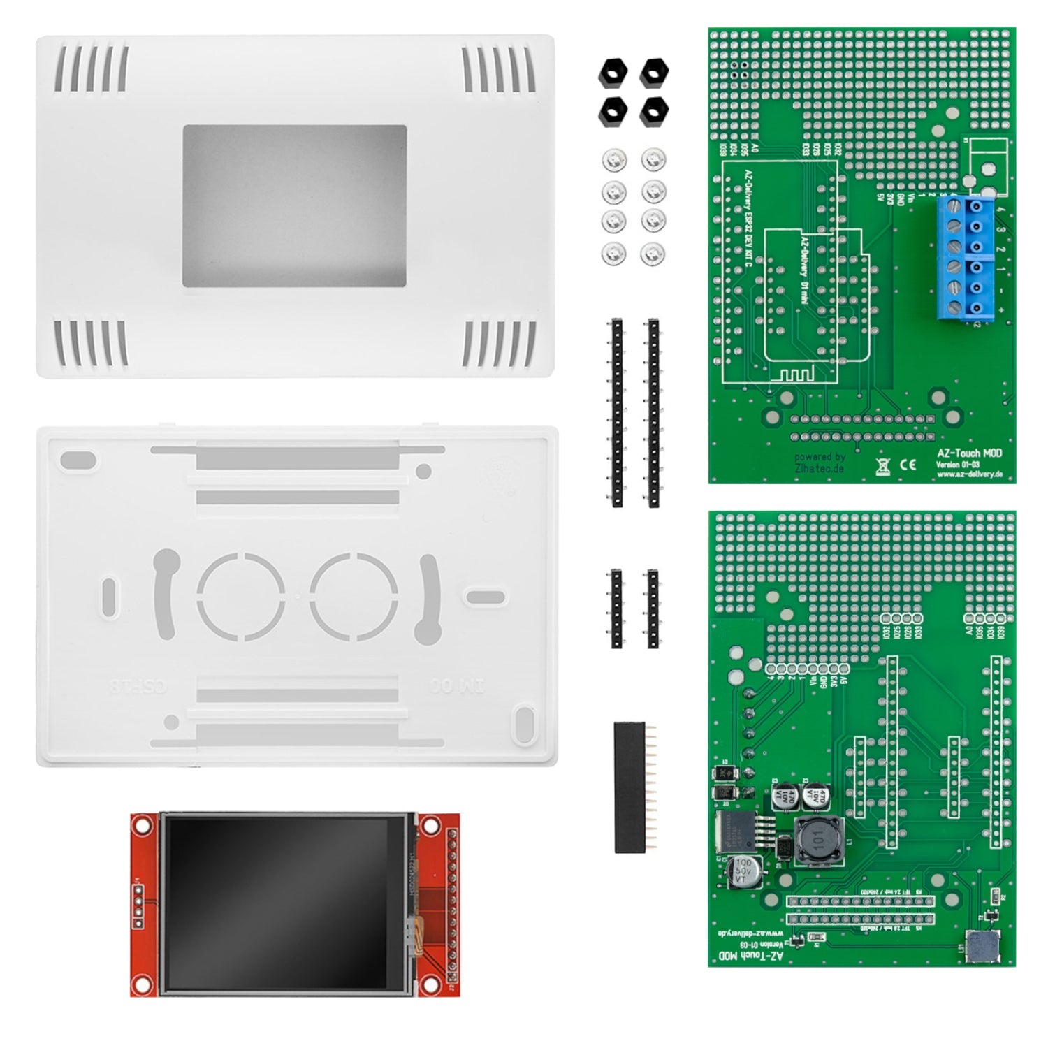 AZ-Touch MOD Wandgehäuseset mit 2,4 Zoll Touchscreen für ESP8266 und ESP32 kompatibel mit Arduino - AZ-Delivery