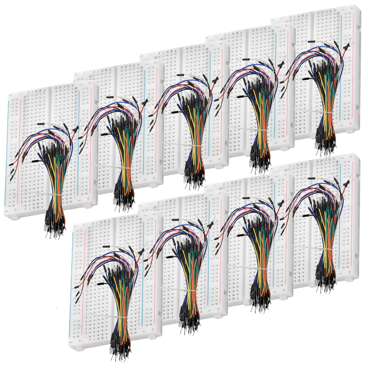 Breadboard Kit - 3 x 65Stk. Jumper Wire Kabel M2M und 3 x Mini Breadbo