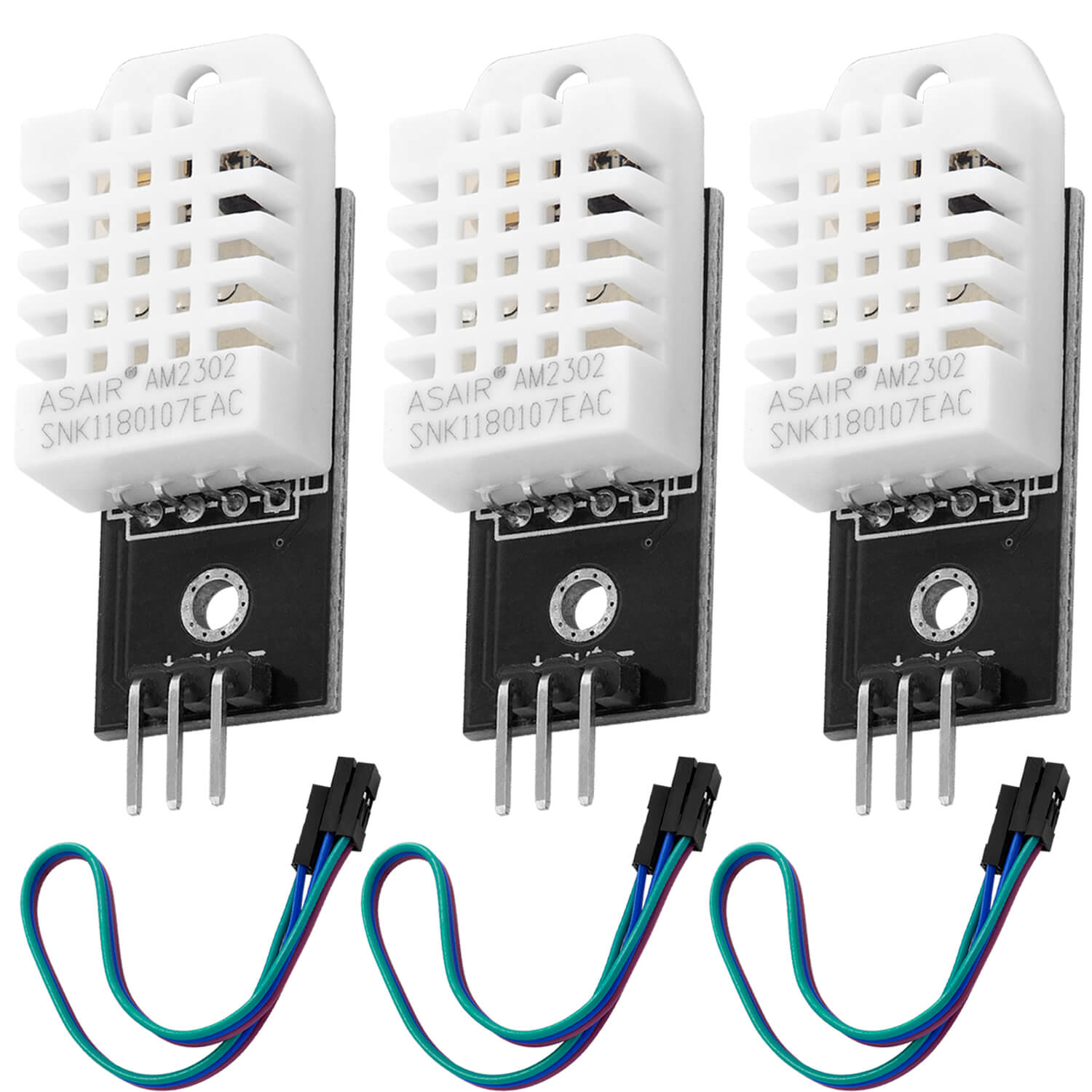 DHT22 AM2302 Temperature sensor and air humidity sensor with a circuit  board and cable compatible with Arduino and Raspberry Pi