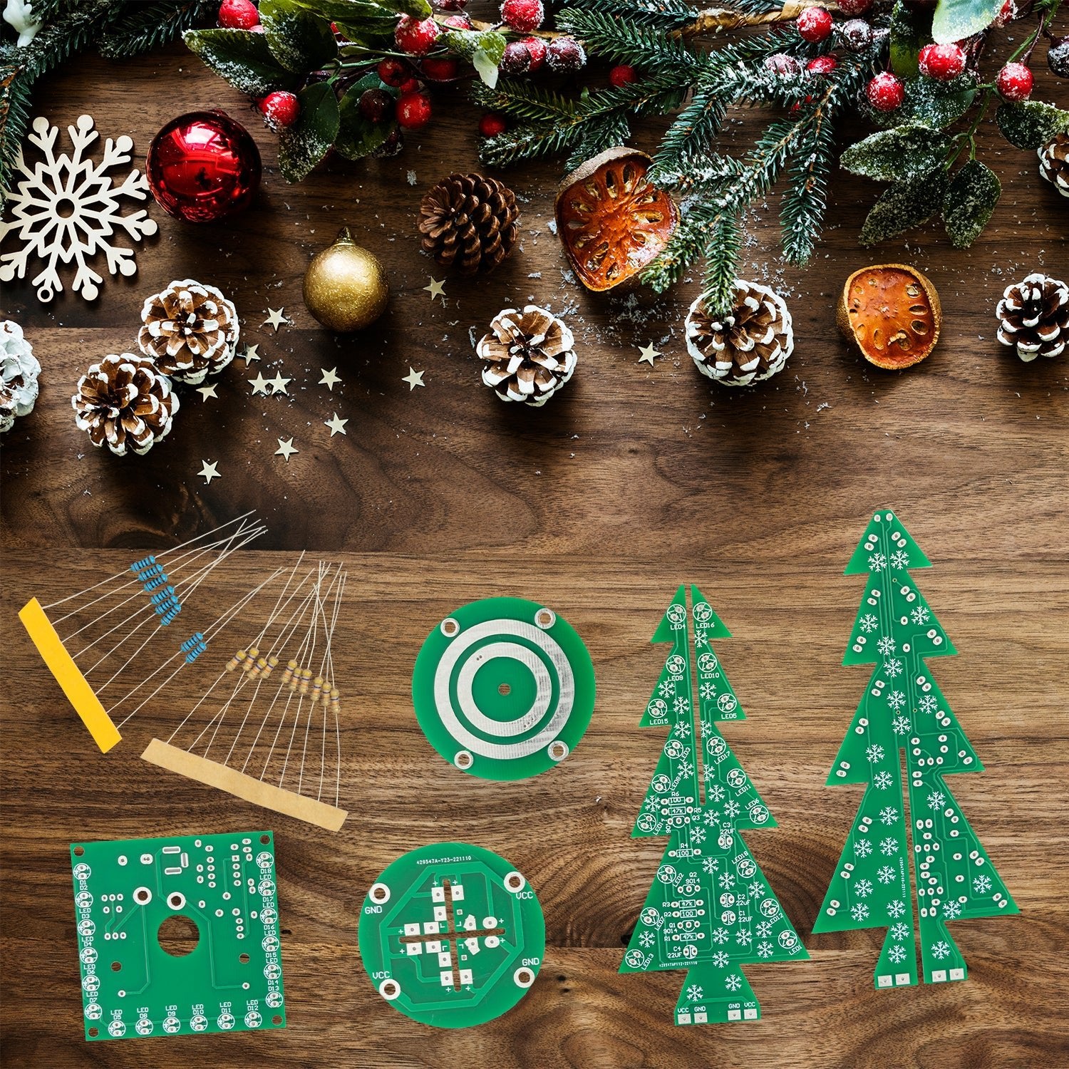 DIY LED Weihnachtsbaum Kit: Weihnachtsbaum Elektronik Bausatz zum Löten - Lötbausatz für einen drehenden Weihnachtsbaum mit LEDs und USB-Anschluss - AZ-Delivery