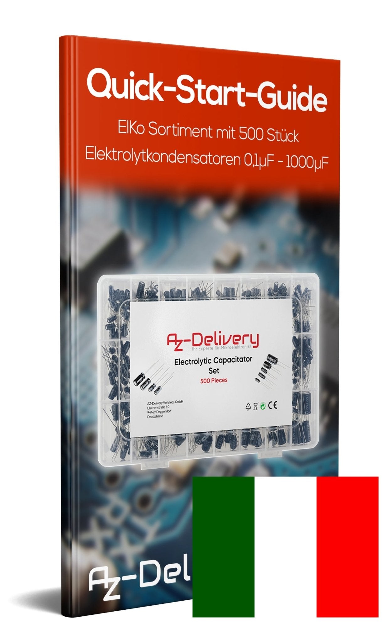 ElKo Sortiment Elektrolytkondensator Aluminium 24 Varianten, 500 Stück 0.1uF – 1000uF mit Aufbewahrungsbox - AZ-Delivery