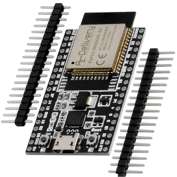 AZDelivery Starter Kit ESP32 Dev Kit C NodeMCU - HC-SR501 PIR bewegingsmelder project met mini breadboard compatibel met Arduino inclusief E-Book AZDelivery Starter Kit ESP32 Dev Kit C NodeMCU - HC-SR501 PIR bewegingsmelder project met mini breadboard compatibel met Arduino inclusief E-Book
