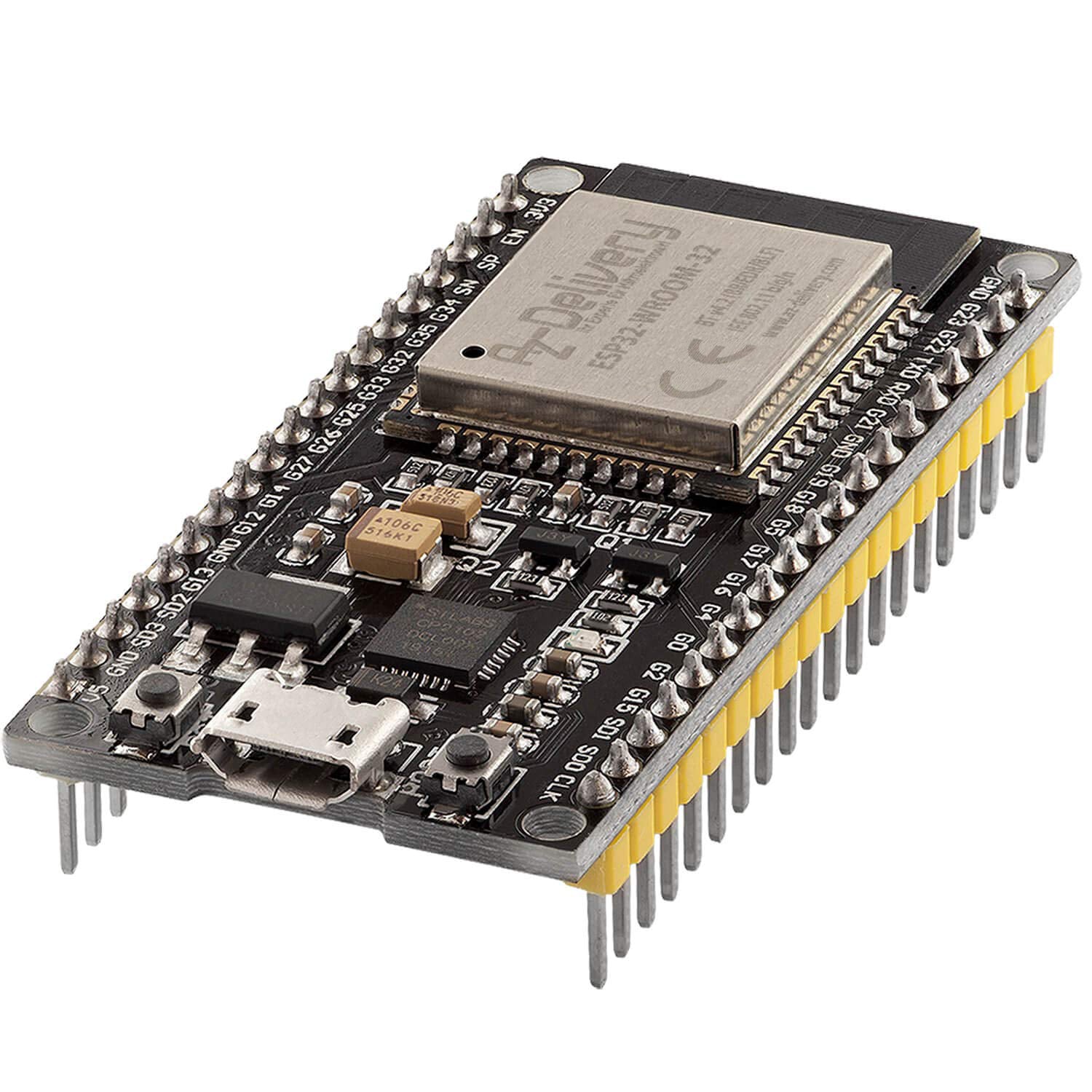 ESP32 NodeMCU Module WLAN WiFi Development Board mit CP2102 (Nachfolgermodell zum ESP8266) kompatibel mit Arduino - AZ-Delivery